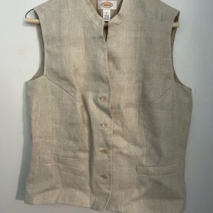 Talbots Beige 100% Linen Vest. Button front. Bust 40”.